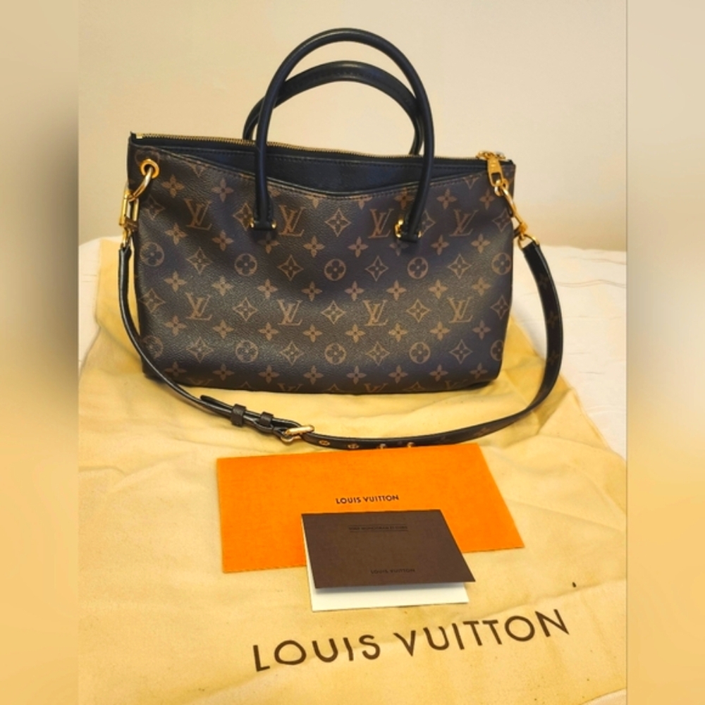 Louis Vuitton Brown and Gold Satchel with Monogram Canvas